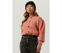 Scotch & Soda Damen Pullover Knitted Crewneck Cardigan With Puffed Sleeves - Rosa