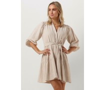 Selected Femme Damen Kleider Slfhillie 3/4 Striped Short Linen Dress - Weiß