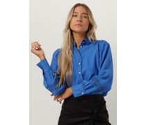 Jansen Amsterdam Damen Blusen W754 Blouse Lace Details And Long Puffsleeves - Blau