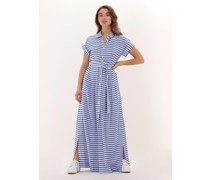 Vanilia Damen Kleider Button Long Dress - Blau/weiß Gestreift