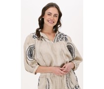 Greek Archaic Kori Damen Blusen Short Sleeve Blouse Paisley - Sand