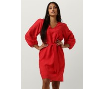 Jansen Amsterdam Damen Kleider Ff517 Dress 3/4 Puffed Sleeve V-neck - Rot