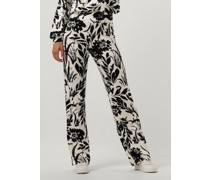 Jansen Amsterdam Damen Hosen Hvf422 Flair Pants Flower Print - Nicht-gerade Weiss