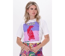 Alix The Label Damen Tops & T-Shirts Knitted Pastel Panter T-shirt - Weiß