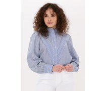 Minus Damen Blusen Danina Shirt - Blau/weiß Gestreift