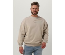 Purewhite Herren Pullover & Cardigans Crewneck With Small Logo On Chest And Big Back Print - Sand