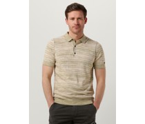 Cast Iron Herren Polos & T-Shirts Short Sleeve Polo Cotton Slub Stripe Knitted Polo - Grün
