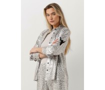 Alix The Label Damen Blusen Ladies Knitted Leopard Blouse - Silber