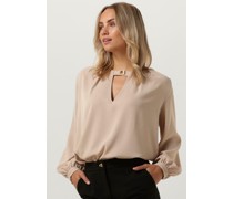 Access Damen Blusen Blouse With Front V Opening - Beige