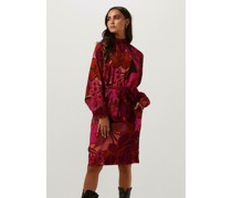 Jansen Amsterdam Damen Kleider Wfp598 Dress Print With Smocked Turtle Neck - Rosa