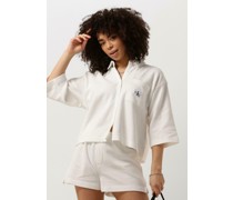 Calvin Klein Damen Blusen Waffle Loose Shirt - Weiß