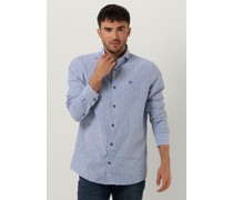 Vanguard Herren Hemden Long Sleeve Shirt Linen Cotton Blend Stripe - Hellblau