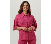 Alix The Label Damen Tops & T-Shirts Ladies Knitted Jacquard Short Sleeves Blouse - Rosa