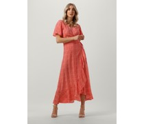 Object Damen Kleider Leonora Sel S/s Wrap Long Dress 126 - Koralle