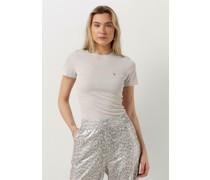Alix The Label Damen Tops & T-Shirts Ladies Knitted Lurex Rib T-shirt - Weiß