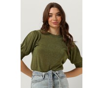 Minus Damen Tops & T-Shirts Liva Puff Sleeve Metallic Knit Pullover - Grün