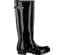 Hunter Damen Gummistiefel Original Back Adjustable Gloss - Schwarz