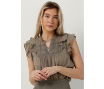 Notre-v Damen Tops & T-Shirts Voile Top Short Sleeves - Taupe