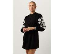 Scotch & Soda Damen Kleider Mini Dress With Sleeve Embroidery - Schwarz