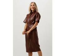Vanilia Damen Kleider Faux Leather Shirt Dress - Braun