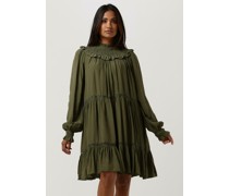 Scotch & Soda Damen Kleider Smocked And Tiered Long Sleeved Dress - Olive