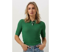 Scotch & Soda Damen Tops & T-Shirts Pointelle Collared Knitted Tee - Grün