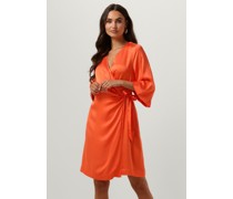 Selected Femme Damen Kleider Slffranziska 3/4 Short Satin Wrap Dress - Orange