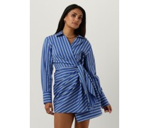 Tommy Hilfiger Damen Kleider Co Stripe Short Wrap Shirt Dress - Blau