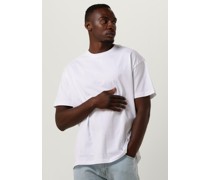 Purewhite Herren Polos & T-Shirts Tshirt With Small Logo At Side And Big Back Embroidery - Weiß