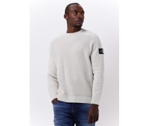 Calvin Klein Herren Pullover Monologo Badge Sweater - Beige