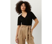 Scotch & Soda Damen Tops & T-Shirts Soft V-neck Linen T-shirt - Schwarz