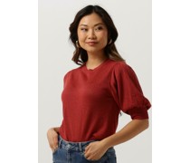 Minus Damen Tops & T-Shirts Liva Puff Sleeve Metallic Knit Pullover - Rot