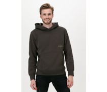 Calvin Klein Herren Pullover Off Placed Iconic Hoodie - Grün