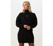 Calvin Klein Damen Kleider Woven Label Loose Sweater Dress - Schwarz