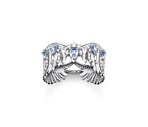 Ring Phönix-Flügel mit blauen Steinen silber