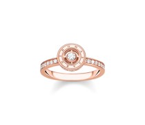 Ring Kreis mit weißen Steinen Pavé rosévergoldet
