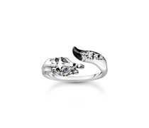 Ring Fuchs mit weißen Steinen silber