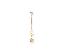 Einzel Ohrring Stern und Mond gold