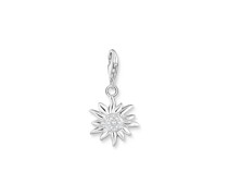 Charm-Anhänger Edelweiß Blume mit weißem Stein Silber