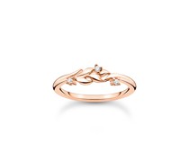 Ring Blätter mit weißen Steinen roségold