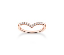 Ring V-Form mit weißen Steinen roségold