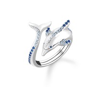Ring Delfin mit blauen Steinen