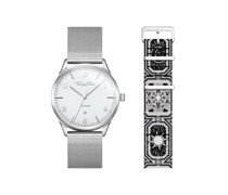 Set Code TS weiße Uhr und Armband schwarzer Nachthimmel