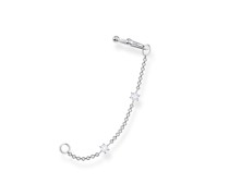 Einzel Ohrklemme weiße Steine silber