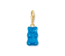 Charm-Goldbären-Anhänger in Blau vergoldet