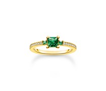 Ring mit grünen und weißen Steinen gold