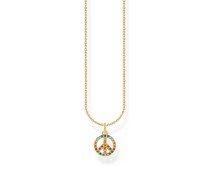 Kette Peace mit bunten Steinen gold