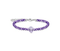 Armband Beads mit Alienkopf und violetter Kaltemaille Silber