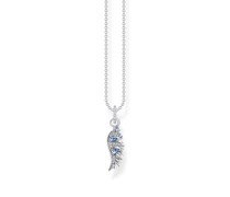 Kette Phönix-Flügel mit blauen Steinen silber