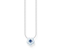 Kette Blume mit blauem Stein Silber